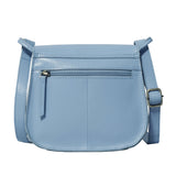 'NICOLA' Pastel Blue Smooth Real Leather Crossbody Saddle Bag