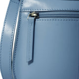 'NICOLA' Pastel Blue Smooth Real Leather Crossbody Saddle Bag