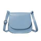 'NICOLA' Pastel Blue Smooth Real Leather Crossbody Saddle Bag