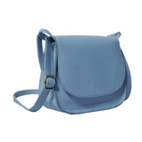 'NICOLA' Pastel Blue Smooth Real Leather Crossbody Saddle Bag