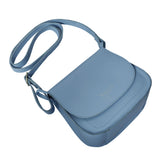 'NICOLA' Pastel Blue Smooth Real Leather Crossbody Saddle Bag