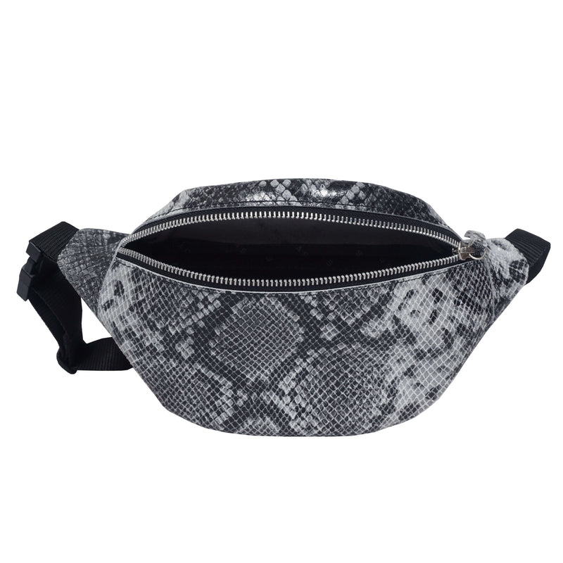 'NOAH' Black & White Snake Leather Bum Belt Bag
