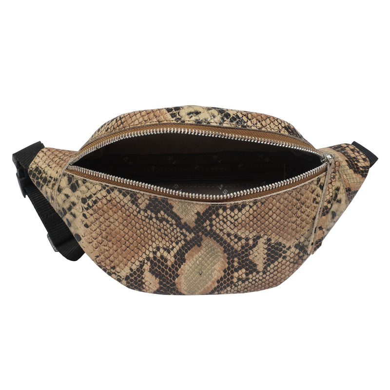 'NOAH' Tan Python Snake Leather Bum Belt Bag