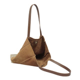 'PAIGE' Tan Real Leather + Yellow Gold Metallic Leather Tote Bag