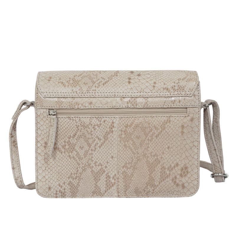 'PEARL' Nude Python Snake Real Leather Flap Crossbody Bag