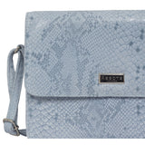 'PEARL' Pastel Blue Python Snake Real Leather Flap Crossbody Bag