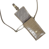 'PETRA' Khaki Croc Real Leather Mobile Phone Crossbody Bag