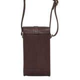 'PETRA' Plum Polished VT Real Leather Mobile Phone Crossbody Bag