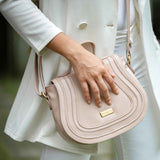 'CARMEL' Light Pink Real Leather Shoulder Crossbody Bag