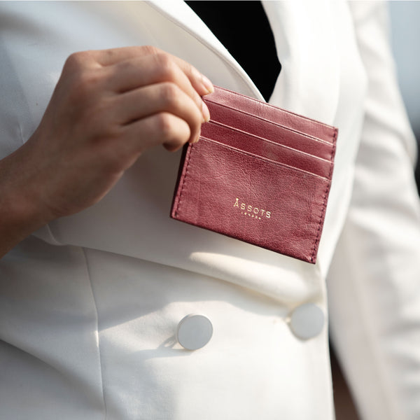 'FANN' Paprika Red Vintage leather Compact RFID Credit Card Holder