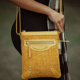 'JANET' Mustard Real Leather Crossbody Sling Bag