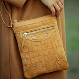 'JANET' Tan Real Leather Crossbody Sling Bag