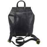 'JERMYN' Classic Black Full Grain Leather Flap-over Backpack