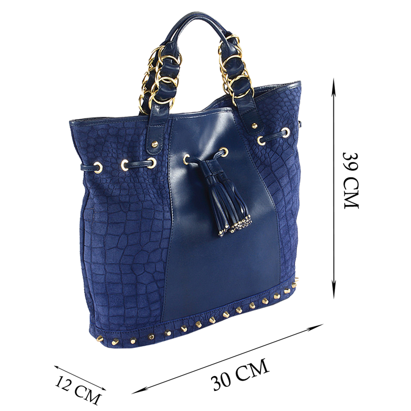 Navy suede tote bag deals