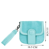 'FLOYD' Turquoise Suede Leather Tab-over Wristlet