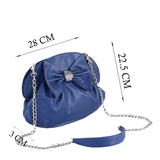 'WOODFORD' Blue Designer Leather Studded Bow Crossbody Bag