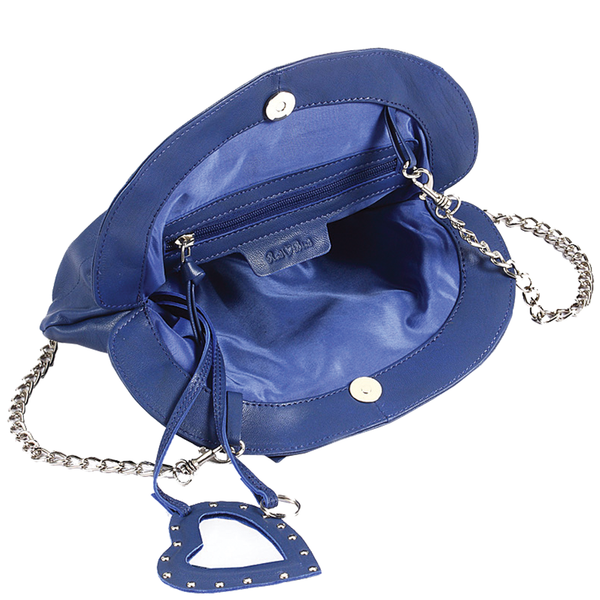 'WOODFORD' Blue Designer Leather Studded Bow Crossbody Bag