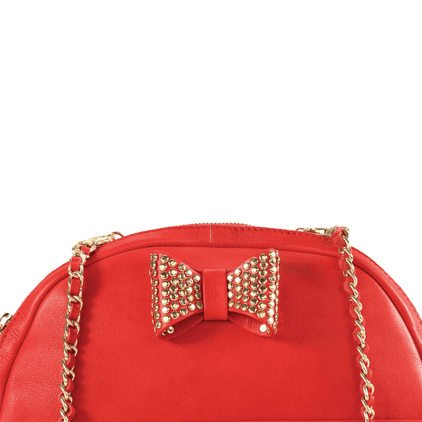 'MARYLAND' Red Designer Leather Half Moon Crossbody Bag