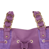 'WINDEMERE' Purple Designer Crocodile Printed Suede Leather Tote Bag