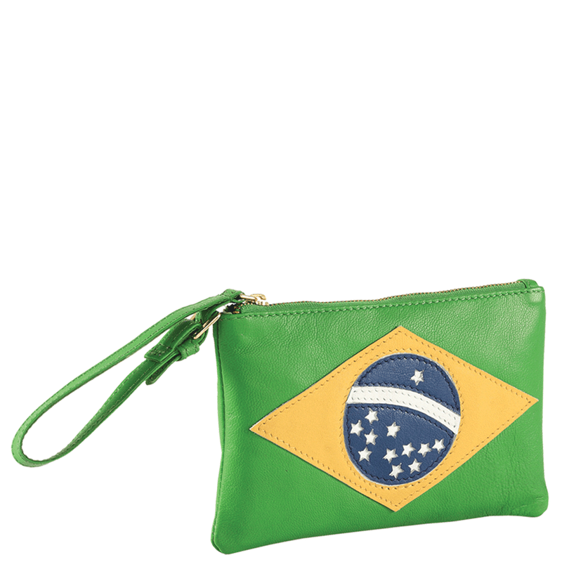'BRAZILIAN' Country Flag Designer Leather Wristlet