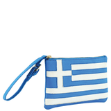 'GREEK' Country Flag Designer Leather Wristlet
