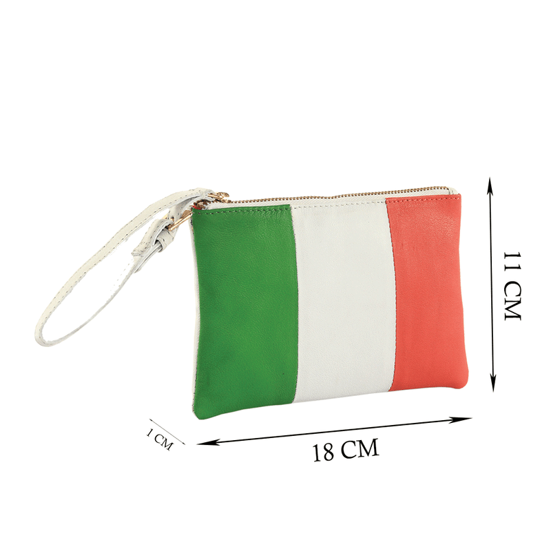 'ITALIAN' Country Flag Designer Leather Wristlet