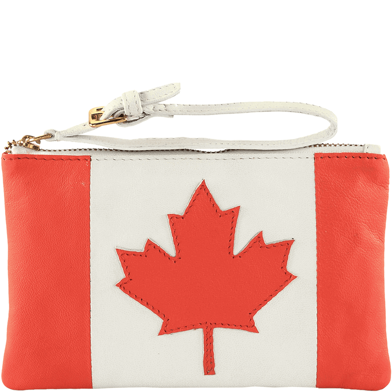 'CANADIAN' Country Flag Designer Leather Wristlet