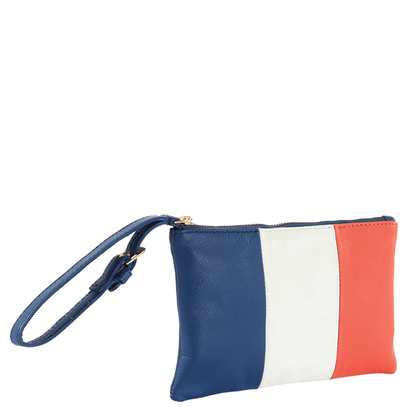 'FRENCH' Country Flag Designer Leather Wristlet