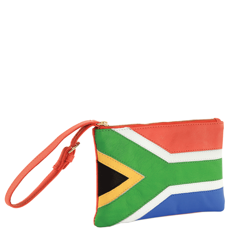 'S. AFRICAN' Country Flag Designer Leather Wristlet