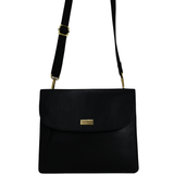 'OSLO' Black Pebble Grain Leather Crossbody Bag