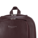 'BAKER' Burgundy Full Grain Leather Double Zip Laptop Backpack
