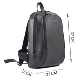 'BAKER' Black Full Grain Leather Double Zip Laptop Backpack