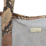 'POLLY' Ice Grey Real Suede Leather Oversized Designer Tote Bag