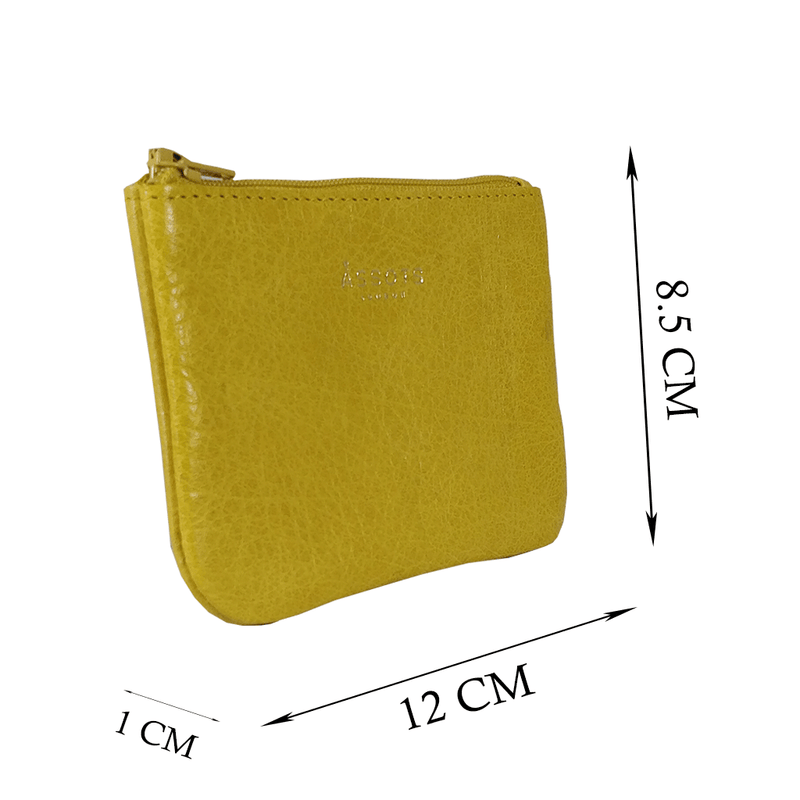 'Poppy' Yellow Full Grain Leather Zip Top Coin Purse