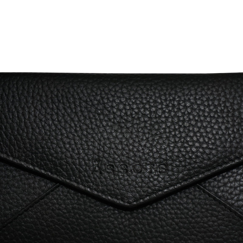 'PRESTON' Black Pebble Grain Trifold Leather Purse