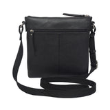 'RUE' Black Pebble Grain Real Leather Crossbody Bag