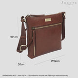 'RUE' Brown Polished VT Real Leather Crossbody Bag