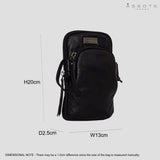 'SARAH' Black Vintage Natural Grain Leather Mini Crossbody Bag
