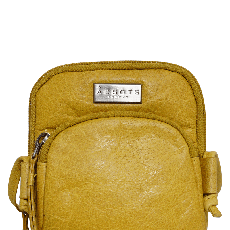 'SARAH' Yellow Vintage Natural Grain Leather Mini Crossbody Bag