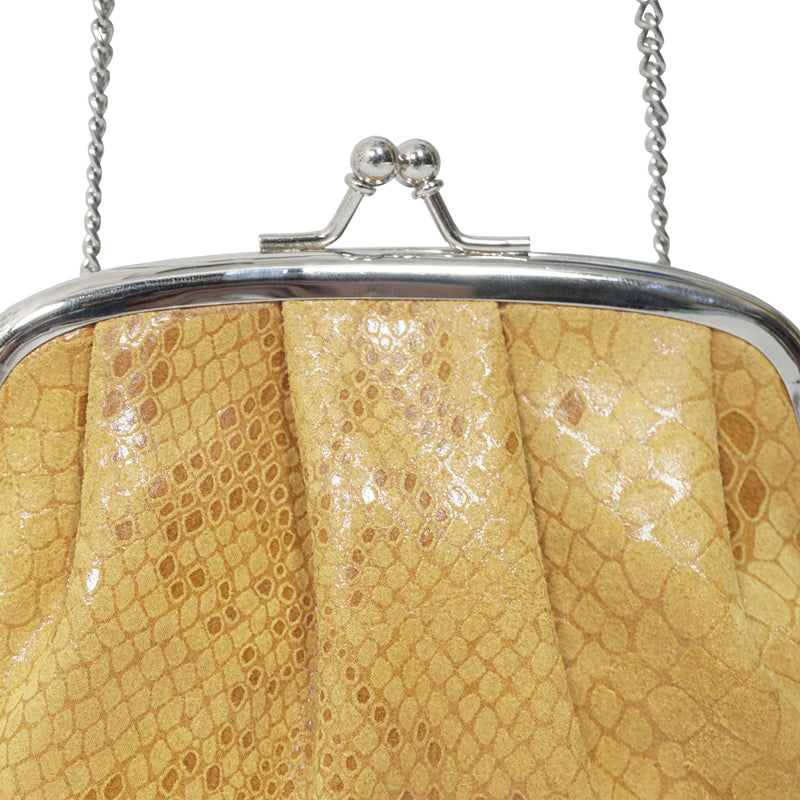 'SELENA' Mustard Python Snake Leather Frame Closure Coin Purse