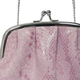 'SELENA' Pastel Pink Python Snake Leather Frame Closure Coin Purse