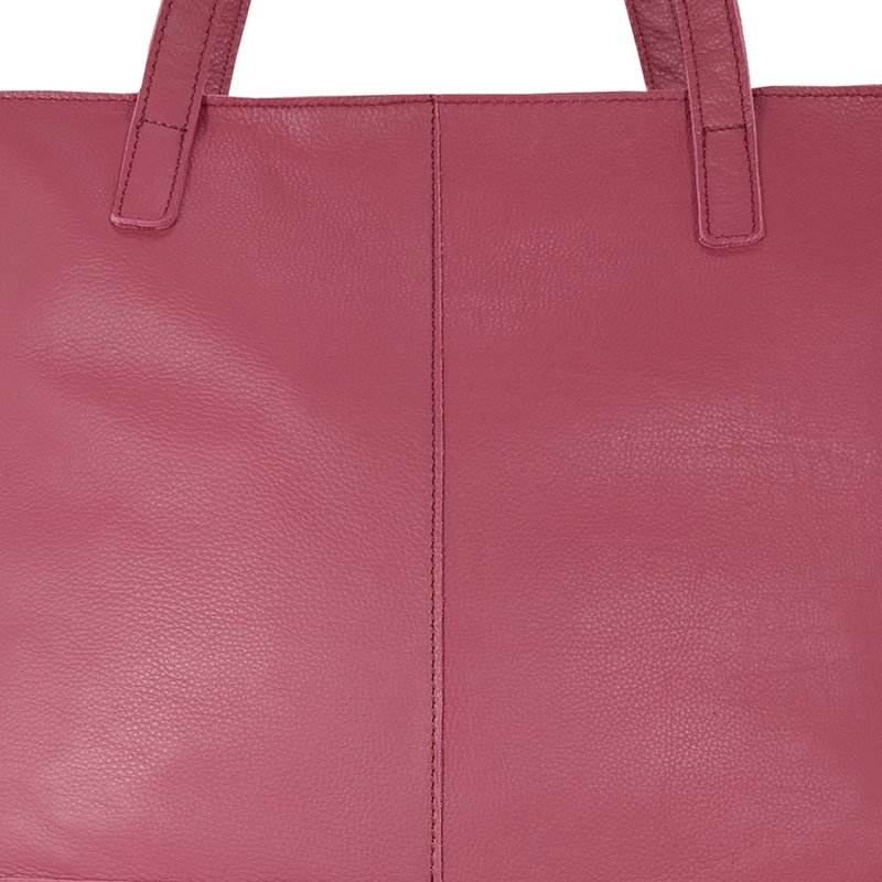 'SIENNA' Carmine Pink Croc + Pebble Grain Unlined Leather Tote Bag