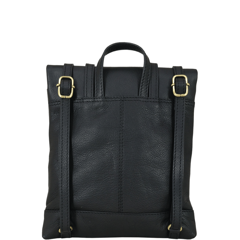 Womens Black Mini Luxury Lightweight Real Leather Backpack UK | Betty by Assots London