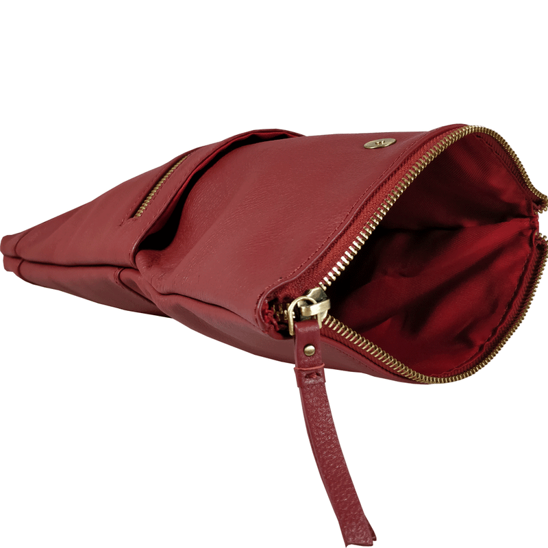 'SIERRA' Paprika Red Pebble Grain Leather Mini Flap Over Backpack