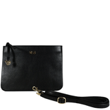 'SOPHIA' Black Pebble Grain Zip Top Leather Crossbody Bag