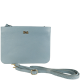'SOPHIA' Cameo Blue Pebble Grain Zip Top Leather Crossbody Bag