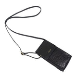 'TRACY' Black Croc Real Leather Crossbody Phone Bag