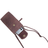 'THEA' Plum Distressed Real Leather Mobile Phone Crossbody Bag