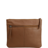'WINDSOR' Tan Pebble Grain Leather Zip Top Crossbody Bag
