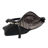 'ZARA' Black Croc Real Leather Baguette Shoulder Bag